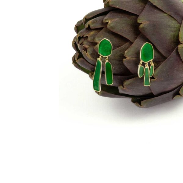 green waterfall earrings