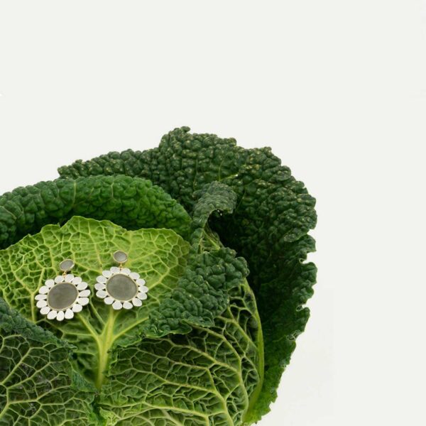 winterflower earrings on cabbage