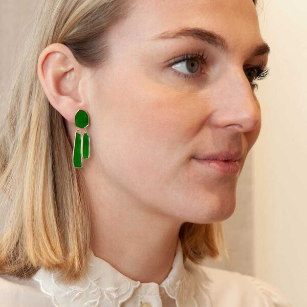 sophie with green waterfall earrings