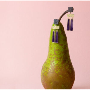 deco earrings on a pear