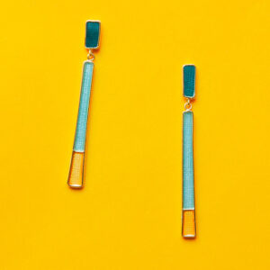 matchstick earrings aqua/yellow