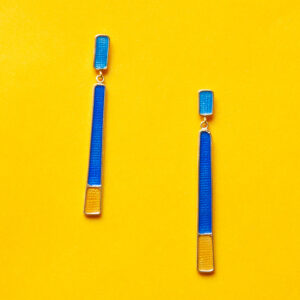 matchstick earrings blue/yellow